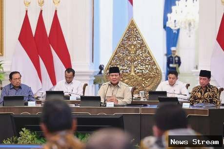 Suasana pertemuan Prabowo dengan SBY, Jokowi hingga ketum parpol di istana