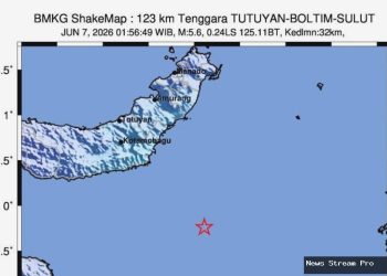 Gempa magnitudo 5,7 guncang Tutuyan, Sulawesi Utara